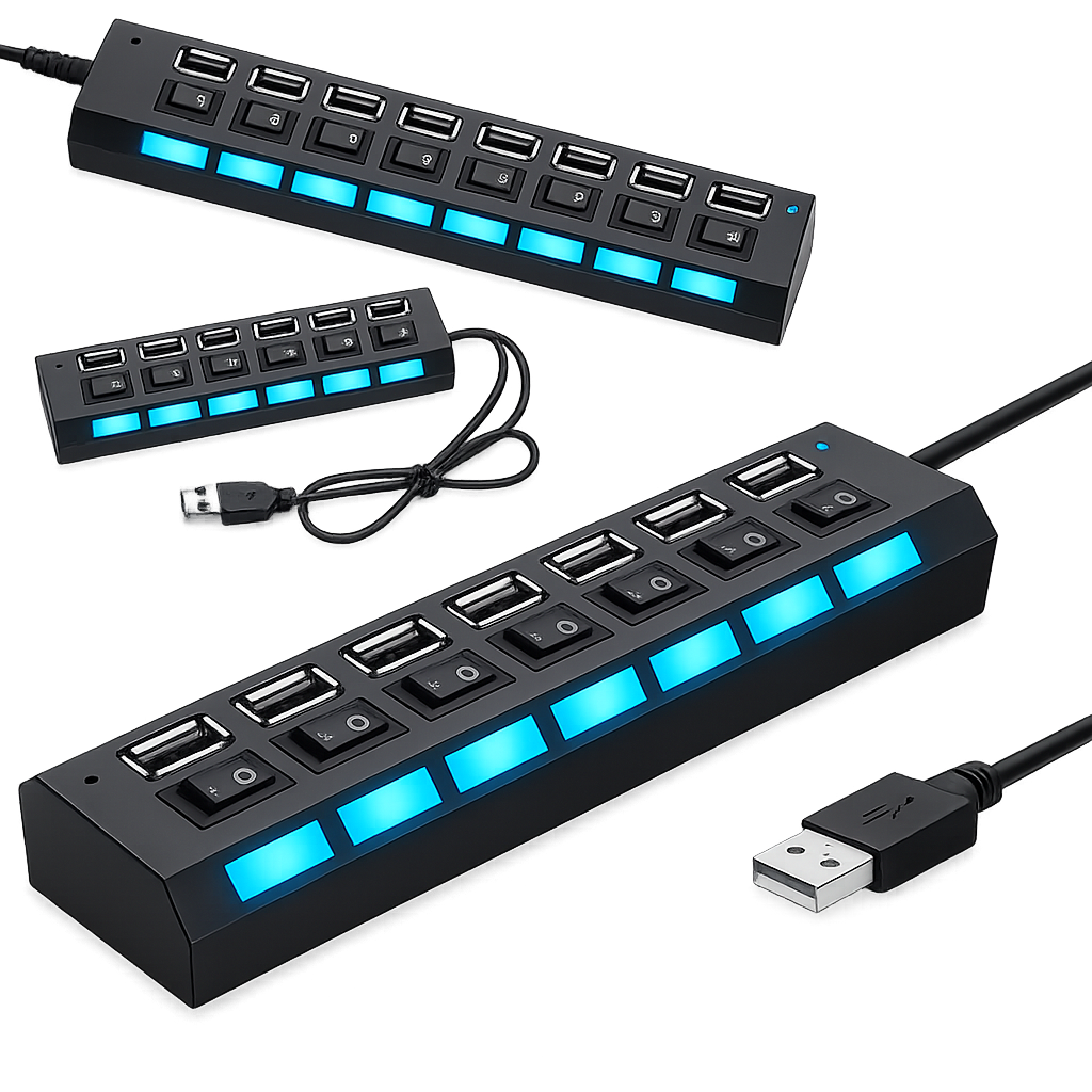 Hub USB 3.0 – 7 portów z przełącznikami